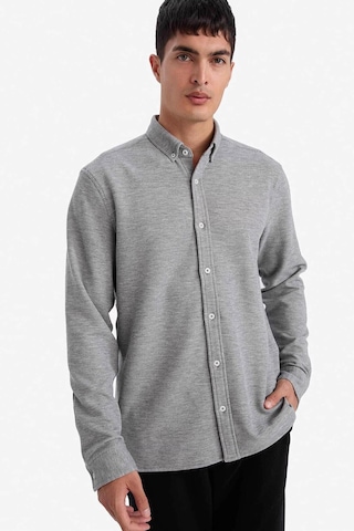 Defacto Regular Fıt Polo Yaka Penye Uzun Kollu Gömlek F9049ax26spgr210 Gri-gr210
