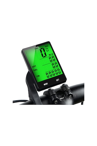 Aubyhe Sürekli Işık Ve Su Geçirmez Bisiklet Hızı Ölçer, Lcd Ekranlı Akıllı Spor Takip Cihazı - Ipx6 Koruma, Sıcaklık Ve Mesafe Göstergesi Yeşil