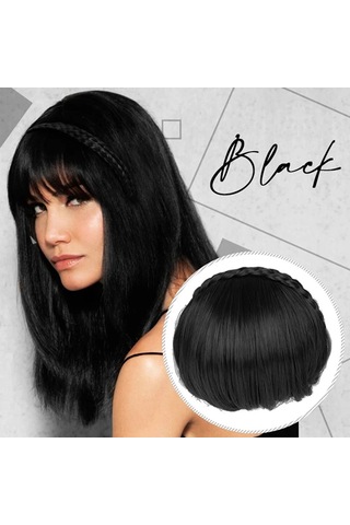 Sahte Bangs 3d Klip-ın Saç Saçak Uzantıları Kadın Ve Kızlar Gerçekçi Örgü Peruk Geliştirmeleri Brownish Black