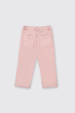 Panço Kız Çocuk Nakış Detaylı Kadife Pantolon Pembe