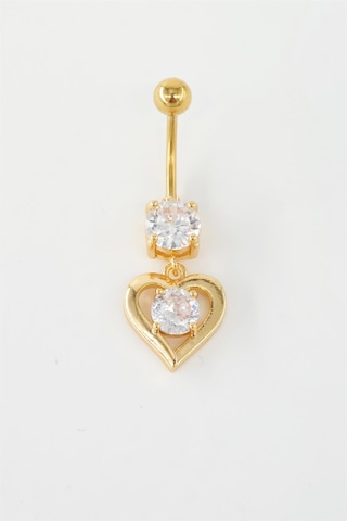 Kadın 316l Anti Alerjenik Sallantılı Kalp Figürlü Göbek Piercing Altın