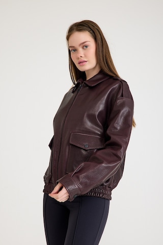 Oversize Bayan Deri Ceket Vb-18-bk-2854-24177 Bordo