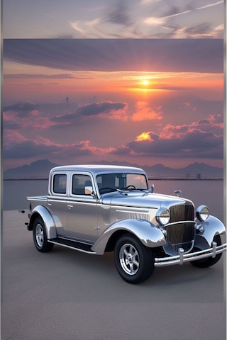 Gümüş Gri Araba Kanvas Tablo Ev Duvar Salon Galeri Dekarasyon Süsü Ölçü Seçiniz