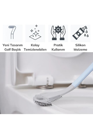 Hobibahçem Golf Tasarımlı Silikon Wc Klozet Mutfak Temizlik Fırçası Kanca Hediyeli Yeşil
