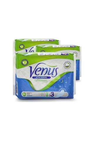 Venüs Hijyenik Ped Gece 21 Adet (3 Paket)
