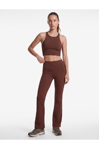 Koton Yüksek Bel Dikiş Detaylı Slim Fit İspanyol Paça Spor Tayt Kahverengi 7wak40130nk Kahve