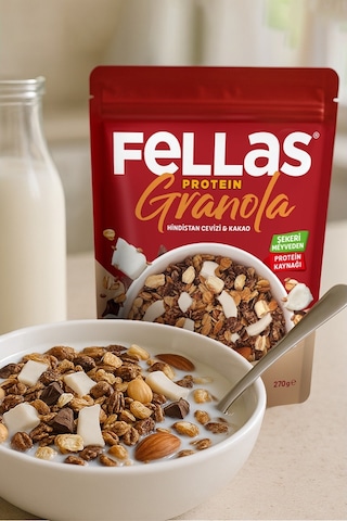 Fellas Vegan Protein Granola Hindistan Cevizi & Kakao 270 Gr X 6 Adet