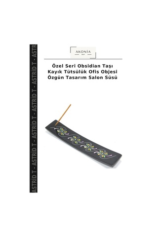 Özel Seri Obsidian Taşı Kayık Tütsülük Ofis Objesi Özgün Tasarım Salon Süsü