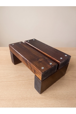 Nest Woodtr Doğal Ahşap Tek Katlı Basamak Tabure Yükseltici 30x25x15cm 1adet Acı Kahverengi