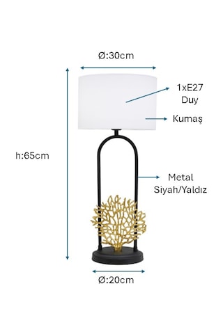 Siyah/sarı Yaldız Boyalı Masa Lambası Plc-1213-m-bsy