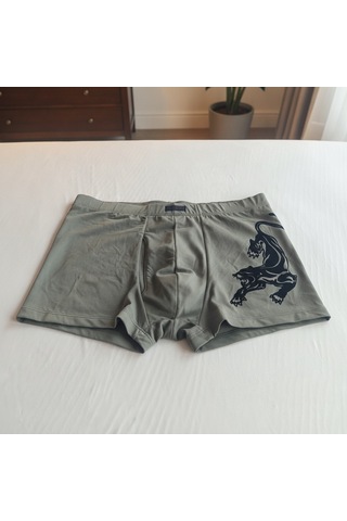 Bonbon Erkek Flok Panter Baskılı Yeşil / Haki Renk Boxer Bb2767