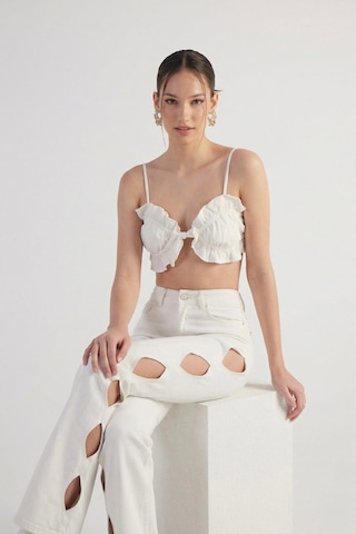 Holly Lolly Cutout Jean Pantolon Beyaz