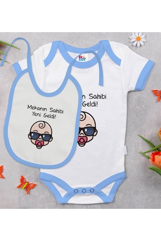 Bk Kids Mekanın Sahibi Yeni Geldi Tasarımlı Mavi Bebek Body Zıbın Çok Renkli