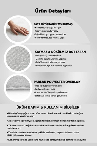 Kaymaz Taban Yıkanabilir Halı Mutfak, Salon, Yatak Odası İçin Modern Dijital Baskı Halı Slnhalı02 - 0009 Çok Renkli