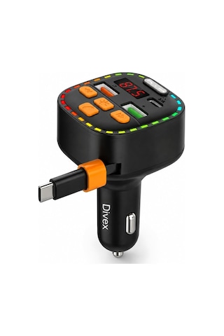 Lexroo Bluetooth 5.3 Fm Transmitter, Dahili Type-c Kablolu Çift Usb 3.1a Araç Şarjı