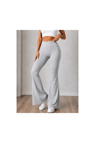 Unika Boutique Kadın Siyah Yüksek Bel Toparlayıcı İspanyol Paça Tayt Spor Tayt Pantolon Gri
