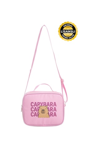 Capybara Orijinal Lisanslı Beslenme Çantası Eğlenceli Tasarım Pembe