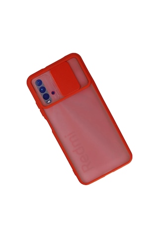 Newface - 220 - Xiaomi Redmi 9t Kılıf Palm Buzlu Kamera Sürgülü Silikon - Matxzngz - - Kırmızı