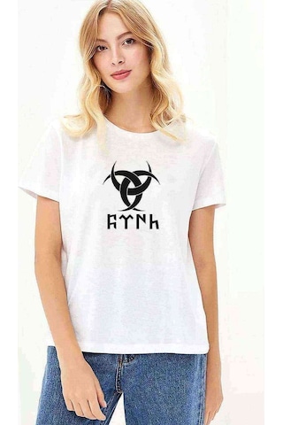 Göktürk Türk Teşkilatı Mahsusa Baskılı Beyaz Kadın Tshirt