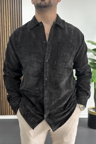 Erkek Kadife Kumaş Gömlek Siyah Edw415 Siyah