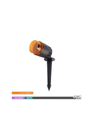 ACK Turuncu Renk PC Kazıklı Çim Armatürü GU10 Duy'lu Çok Renkli