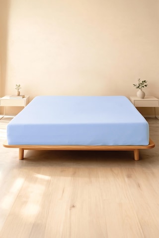 Soley Jersey %100 Pamuk Çift Kişilik Premium Lastikli Çarşaf Mavi