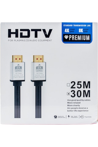 30m Hdmı Kablosu 4k 60hz, 8k, 4k 120hz Destekli Altın Kaplama Konektör Dayanıklı Pvc Kaplama