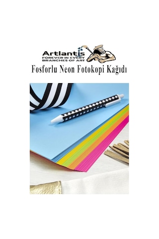 Artlantis Neon Fosforlu Renkli A3 Fotokopi Kağıdı 50 Li 1 Paket 50 Adet Fosforlu 5 Renk Parlak Canlı Renkler Fotokop Genel