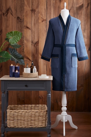Özdilek Oregon Maskülen Nakışlı Denim Kimono Bornoz Lacivert