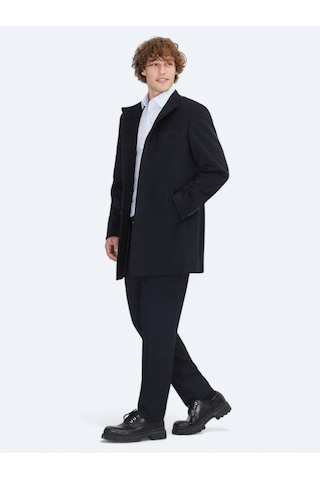 Kip Lacivert Regular Fit Şal Yaka Casual Dokuma Palto Lacivert