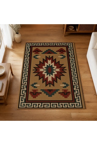 Kartela Halı Western Halı Jüt Taban Dokuma Halı - 80 X 120 Cm Çok Renkli