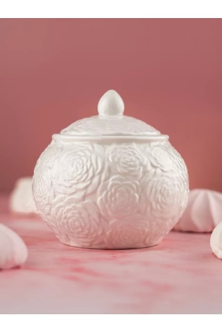 Get&joy Seramik Şekerlik Güller 300 Ml 211692842 Beyaz