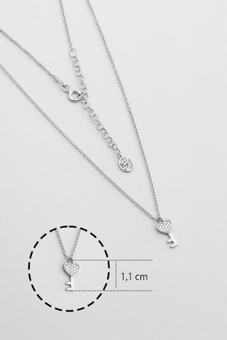 So Chic Aşk Anahtarı 18 Ayar Beyaz Altın Kaplama 45 Cm Gümüş Kolye Sarı