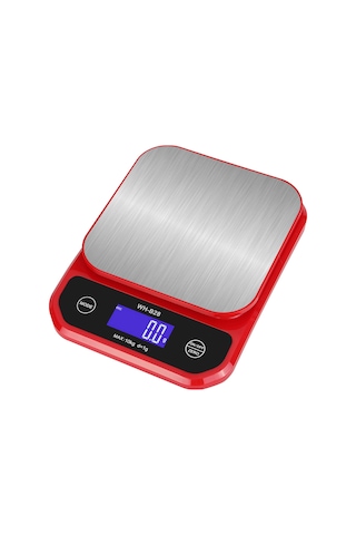 Youtek Dijital Mutfak Terazi, 10kg/1g Hassasiyet, Lcd Ekran, 5 Birim G, Oz, Lb, Kg, Ml , Su Geçirmez, Li-pol Batarya, Pişirme Ve Gıda Tartımı İçin Kırmızı
