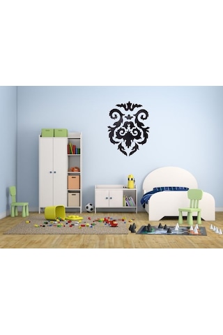 Duvar Süsü Sticker 2 Adet Siyah Çiçekli Şeffaf Filmli Pvc 48x33