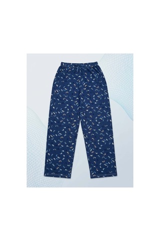 Aura Collections Kadın Viskon Pamuklu Pijama Altı Soft Örme Mevsimlik Ev Pantolonu Mavi