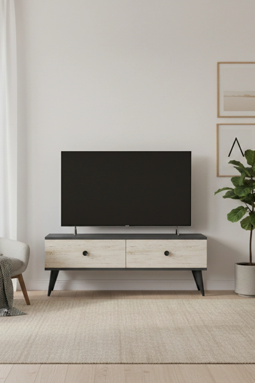 Tsa1202at - Mona Tv Stand Antrasit-traverten 120cm Antrasit