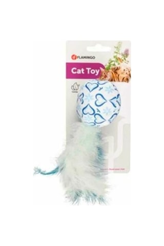 Flamingo 12 x 5 x 16 CM Mavi Tüylü Top Kedi Oyuncağı