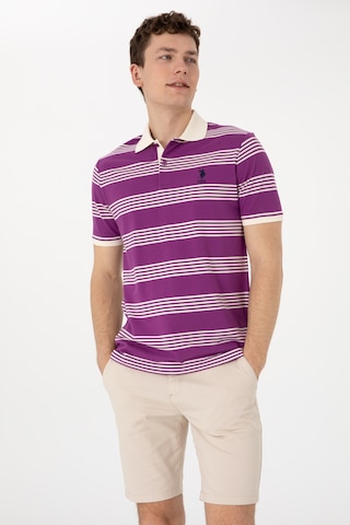 U.S. Polo Assn. Erkek Regular Fit Polo Yaka Menekşe Çizgili Tişört 50306826-VR037