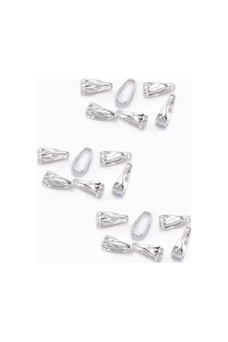 100 Adet 3X7mm Nikel Renk Tepelik Kolye Tepesi Mengeç Kıskaçlı Me