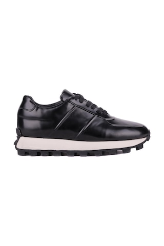 Shoetyle - Siyah Hakiki Açma Deri Bağcıklı Erkek Sneaker 115-k556-1320 Siyah