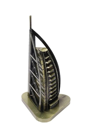 Vintage Metal Dubai Burj Al Arab Biblo Antik Bronz 16 Cm