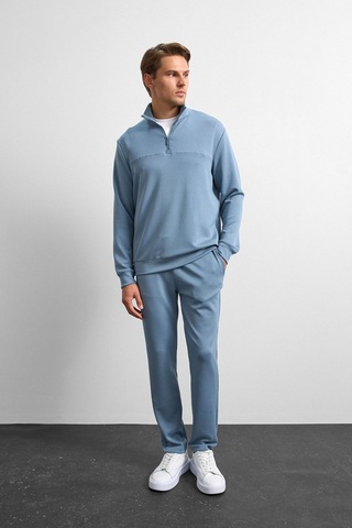 Backandbond Mavi Regular Fit Yarım Fermuarlı Sweatshirt