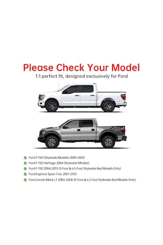 Geeksen Ford F150 2000-2015 Ve Lincoln Mark Lt Kamyon Yatağı Sabitleme Kanca Seti - Siyah Yük Bağlama Aleti 6 Adet + 12 Vida