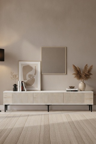 Tsa1803bt Corsa Tv Sehpası Beyaz-traverten 180cm Beyaz - Traverten