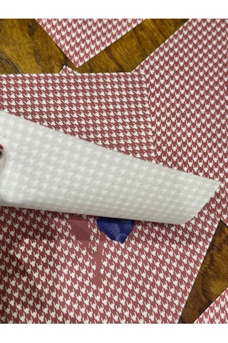 6 Lı Leke Turmaz Çiçekli Ekose Çatal Bıçak Sunum Peçete Kahve Sunum 18x16 Cm Kiremit