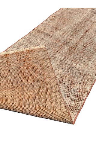 El Dokuma Vintage Yolluk 55x280 Turuncu Soyut Desen Eskitme Halı Turuncu