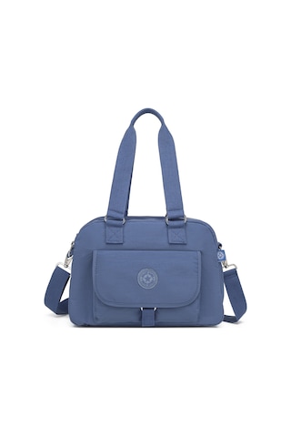 Smart Bags Orta Boy Çok Cepli Su Geçirmez Hafif Krınkıl Kumaş Kadın Omuz Çantası Mavi