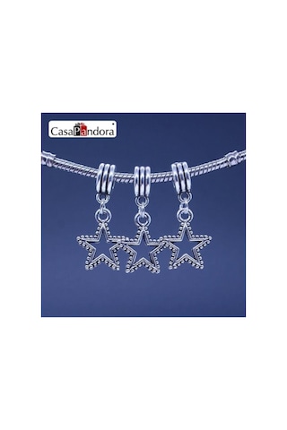 Gümüş Yıldız Charm, Charm Bileklik Kolye, Uyumlu Gümüş Gümüş