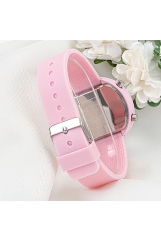 Pudra Pembe Led Büyük Kız Çocuk Kol Saati ST-304040
